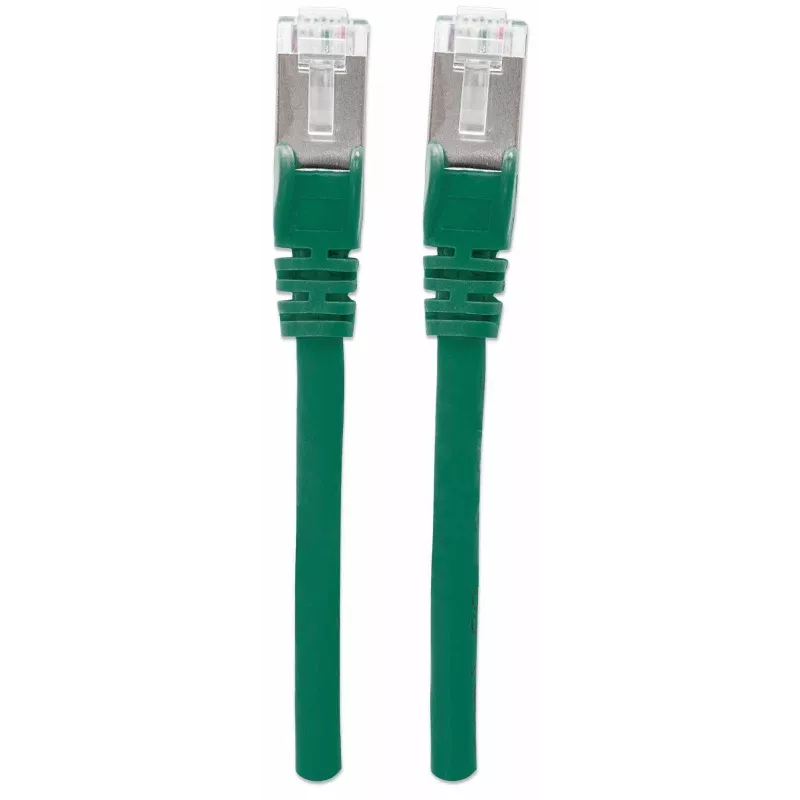 Intellinet Network Patch Cable, Cat7 Cable/Cat6A Plugs, 1.5m, Green, Copper, S/FTP, LSOH / LSZH, PVC, RJ45, Gold Plated Contacts, Snagless, Booted, Lifetime Warranty