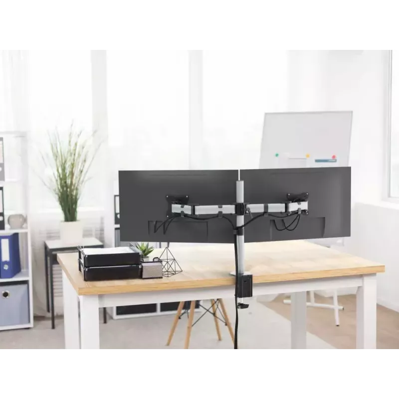 Durable SELECT Monitor Mount 509523 for 2 Monitors, Desk Mount, Silver