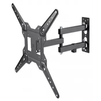 Manhattan Wall Mount for TV & Monitors (Full Motion), For screens 32 inch to 55 inch, VESA compatibility: all between 100x100mm to 400x400mm - check the dimensions of the four mounting holes on back of screen to ensure it fits, Max 30kg, Black, Bracket