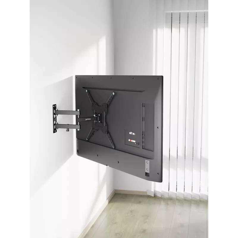 Manhattan Wall Mount for TV & Monitors (Full Motion), For screens 32 inch to 55 inch, VESA compatibility: all between 100x100mm to 400x400mm - check the dimensions of the four mounting holes on back of screen to ensure it fits, Max 30kg, Black, Bracket