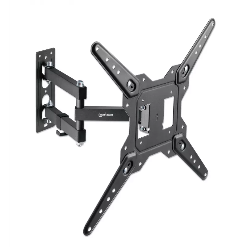 Manhattan Wall Mount for TV & Monitors (Full Motion), For screens 32 inch to 55 inch, VESA compatibility: all between 100x100mm to 400x400mm - check the dimensions of the four mounting holes on back of screen to ensure it fits, Max 30kg, Black, Bracket