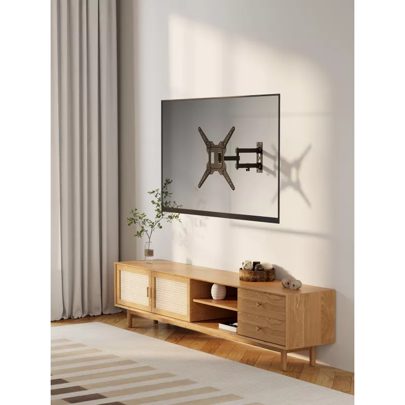 Manhattan Wall Mount for TV & Monitors (Full Motion), For screens 32 inch to 55 inch, VESA compatibility: all between 100x100mm to 400x400mm - check the dimensions of the four mounting holes on back of screen to ensure it fits, Max 30kg, Black, Bracket