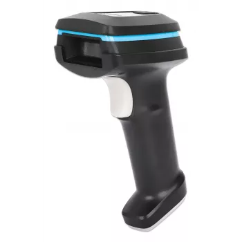 Manhattan Wireless 2D Handheld Barcode Scanner, 250mm Scan Depth, up to 80m effective range (line of sight), Max Ambient Light 100,000 lux (sunlight), Black, Charging cable (USB-A to USB-C into device) 1m included, Three Year Warranty