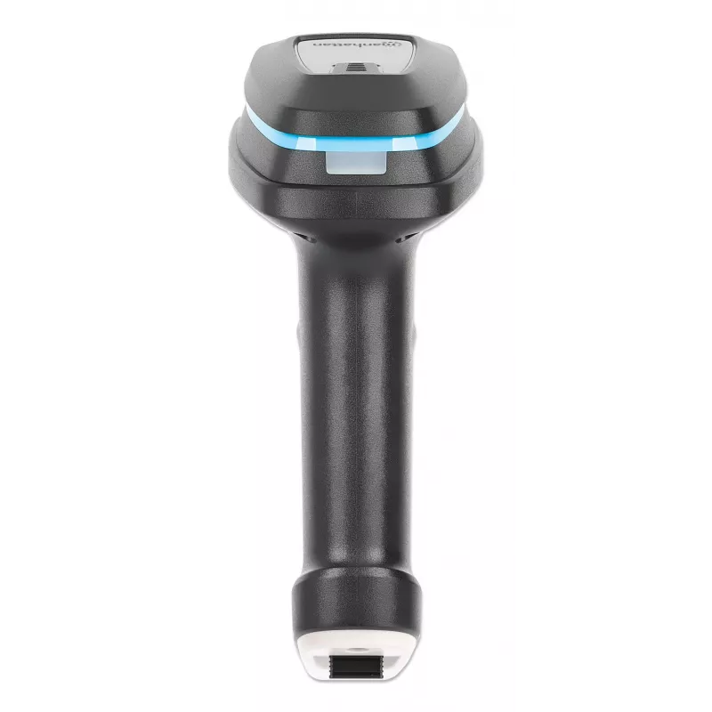 Manhattan Wireless 2D Handheld Barcode Scanner, 250mm Scan Depth, up to 80m effective range (line of sight), Max Ambient Light 100,000 lux (sunlight), Black, Charging cable (USB-A to USB-C into device) 1m included, Three Year Warranty
