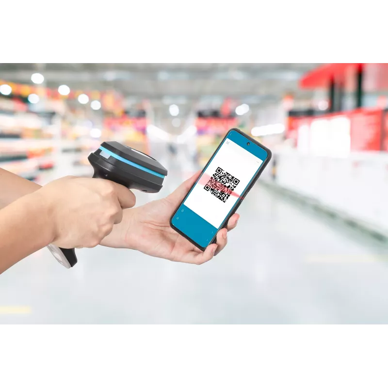 Manhattan Wireless 2D Handheld Barcode Scanner, 250mm Scan Depth, up to 80m effective range (line of sight), Max Ambient Light 100,000 lux (sunlight), Black, Charging cable (USB-A to USB-C into device) 1m included, Three Year Warranty