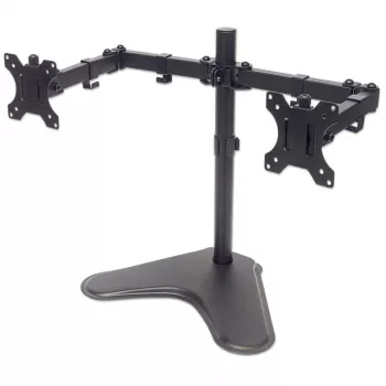 Manhattan Dual Desk Mount for TV & Monitors (Full Motion), Stand Assembly, For screens: 10-27 inch, VESA compatibility: 75x75 and 100x100mm - check the dimensions of the four mounting holes on back of screen to ensure it fits, Max 8kg (each), Black, Bracket