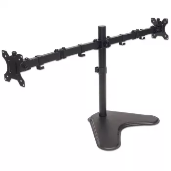 Manhattan Dual Desk Mount for TV & Monitors (Full Motion), Stand Assembly, For screens: 10-27 inch, VESA compatibility: 75x75 and 100x100mm - check the dimensions of the four mounting holes on back of screen to ensure it fits, Max 8kg (each), Black, Bracket