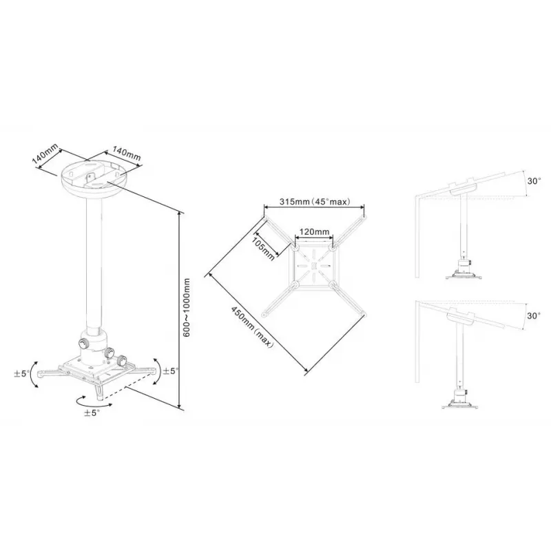 Multibrackets M Universal Projector Ceiling mount 600-1000 with Fine tune