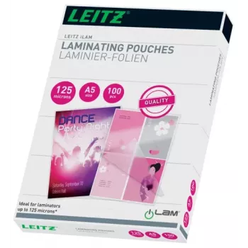 Leitz iLAM Premium Glossy A5 Laminating Pouches, 125 microns, Pack of 100
