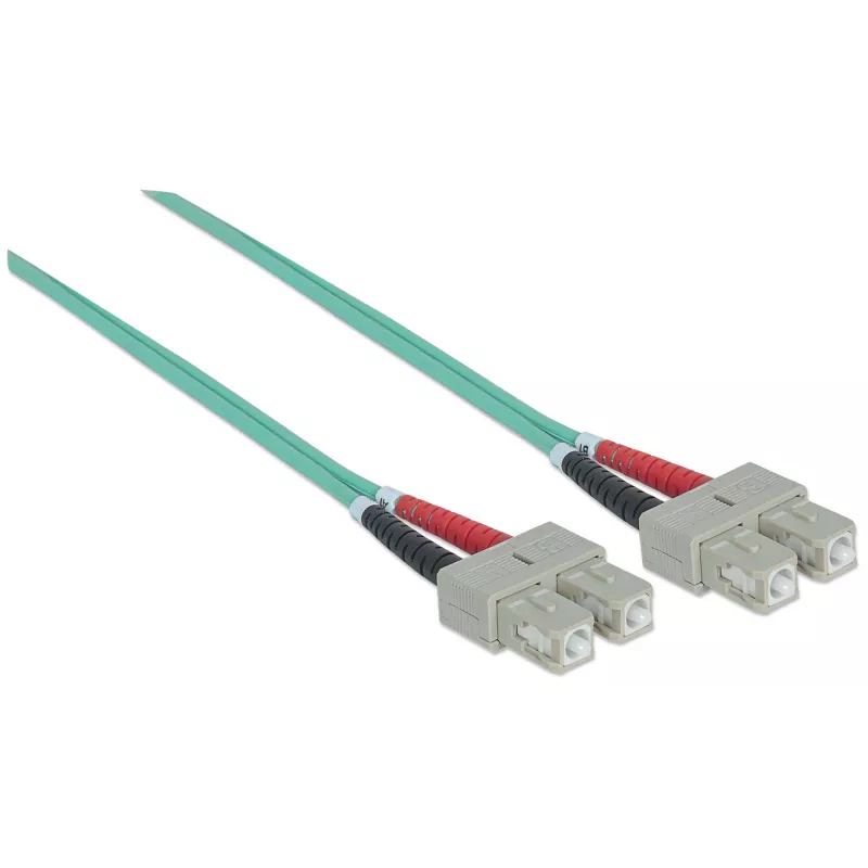 Intellinet Fiber Optic Patch Cable, OM3, SC/SC, 1m, Aqua, Duplex, Multimode, 50/125 µm, LSZH, Fibre, Lifetime Warranty