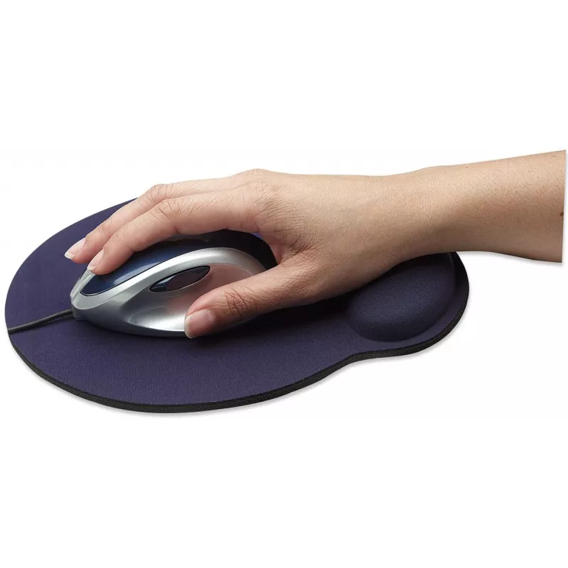 Manhattan Wrist Gel Support Pad and Mouse Mat, Blue, 241 × 203 × 40 mm, non slip base, Lifetime Warranty, Card Retail Packaging
