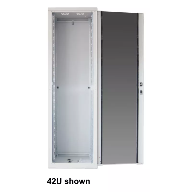 Intellinet 19 inch Network Cabinet - Free Standing (Basic), 22U, 600x800mm (width x depth), Grey, Flatpack, Max 600kg, Single-Point Door Lock, One Lock Per Side Panel, Usable Depth 123 to 573mmRack, IP20 rated, Steel