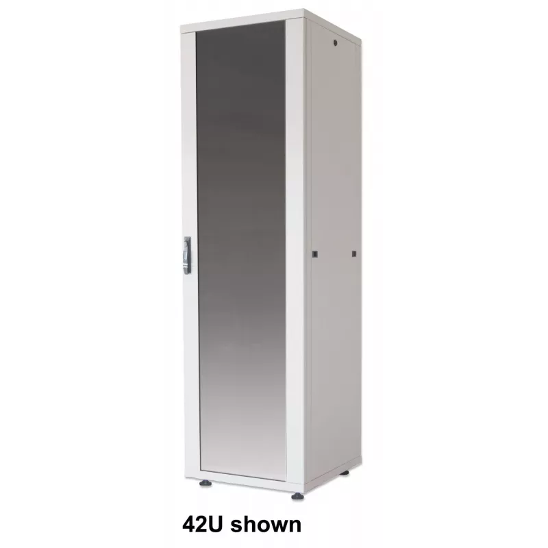 Intellinet 19 inch Network Cabinet - Free Standing (Basic), 22U, 600x800mm (width x depth), Grey, Flatpack, Max 600kg, Single-Point Door Lock, One Lock Per Side Panel, Usable Depth 123 to 573mmRack, IP20 rated, Steel