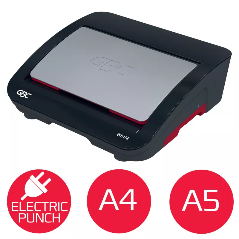 GBC WireBind® WB15E Electric Binding Machine, Wire binding machine, Electric, 125 sheets, Black, Red