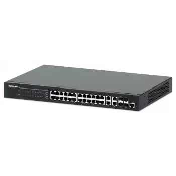 Intellinet 24-Port Gigabit Ethernet PoE+ Web-Managed Switch with 4 Gigabit Combo Base-T/SFP Ports, IEEE 802.3at/af Power over Ethernet (PoE+/PoE) Compliant, 370 W, Endspan, 19 inch Rackmount