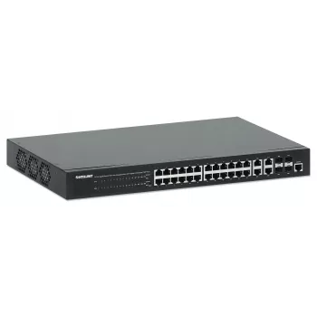 Intellinet 24-Port Gigabit Ethernet PoE+ Web-Managed Switch with 4 Gigabit Combo Base-T/SFP Ports, IEEE 802.3at/af Power over Ethernet (PoE+/PoE) Compliant, 370 W, Endspan, 19 inch Rackmount