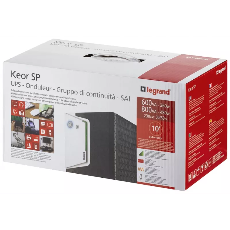 Legrand Keor ASI SP 800 GR uninterruptible power supply (UPS) Line-Interactive 0.8 kVA 480 W 2 AC outlet(s)