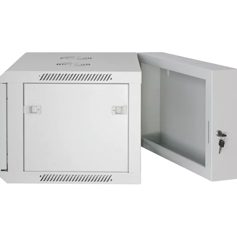 Intellinet 19 inch Network Cabinet - Wall Mount (Double Section Hinged Swing Out), 15U, 550mm Deep, Grey, Assembled, Max 30kg, Swings out for access to back of cabinet when installed on wall, Rack, Usable Depth 425mm, Parts for wall installation not included