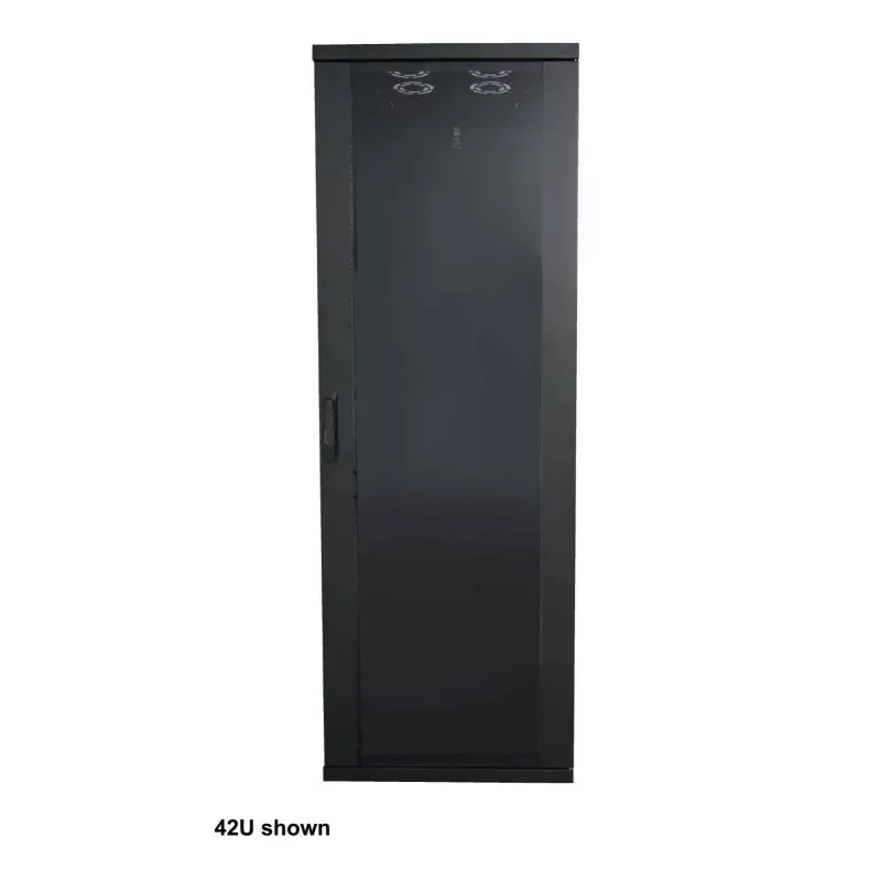 Intellinet 19 inch Network Cabinet - Free Standing (Basic), 22U, 600x800mm (width x depth), Black, Flatpack, Max 600kg, Single-Point Door Lock, One Lock Per Side Panel, Usable Depth 123 to 573mm, Rack, IP20 rated, Steel