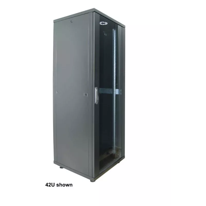 Intellinet 19 inch Network Cabinet - Free Standing (Basic), 22U, 600x800mm (width x depth), Black, Flatpack, Max 600kg, Single-Point Door Lock, One Lock Per Side Panel, Usable Depth 123 to 573mm, Rack, IP20 rated, Steel