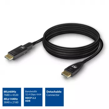 ACT DisplayPort 1.4 Active Optical Cable 8K 30 meters with detachable connector