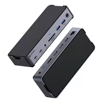 eSTUFF GLB232006 laptop dock/port replicator Wired USB 3.2 Gen 1 (3.1 Gen 1) Type-C Aluminium, Black