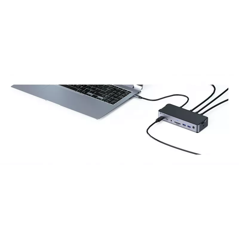 eSTUFF GLB232006 laptop dock/port replicator Wired USB 3.2 Gen 1 (3.1 Gen 1) Type-C Aluminium, Black