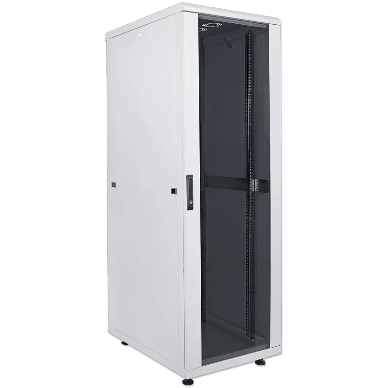 Intellinet 19 inch Network Cabinet - Free Standing, 32U, 800x800mm (width x depth), Grey, Flatpack, Max 1500kg, Multi-Point Door Lock, One Lock Per Side Panel, Usable Depth 123 to 573mm, IP20 rated, Rack, Steel