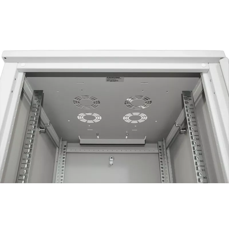 Intellinet 19 inch Network Cabinet - Free Standing, 32U, 800x800mm (width x depth), Grey, Flatpack, Max 1500kg, Multi-Point Door Lock, One Lock Per Side Panel, Usable Depth 123 to 573mm, IP20 rated, Rack, Steel