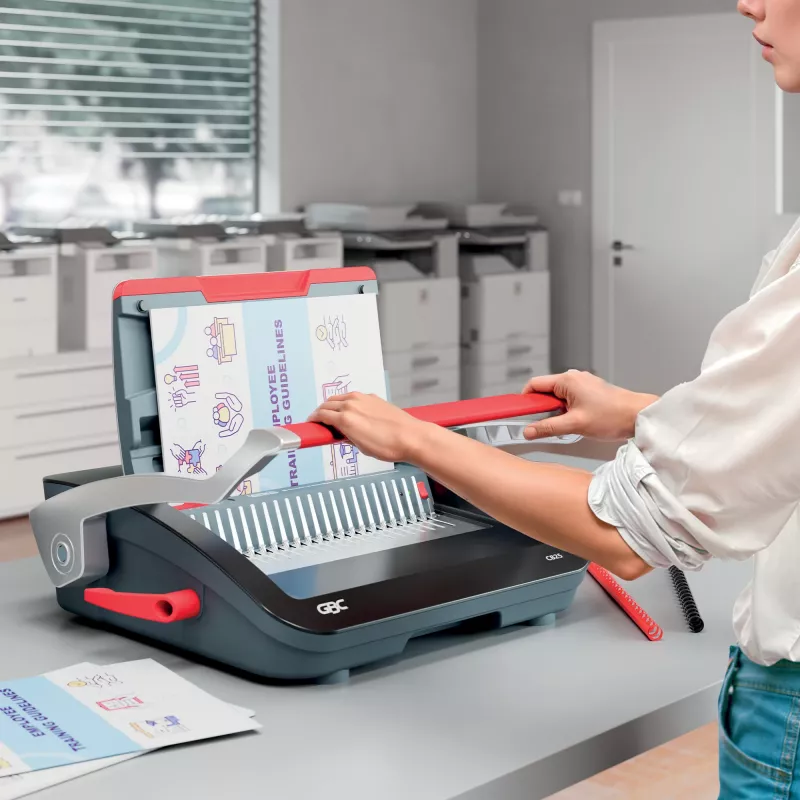 GBC CombBind® CB25 Manual Binding Machine, Comb binding machine, Manual, 390 sheets, Black, Red