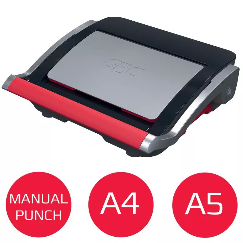 GBC CombBind® CB25 Manual Binding Machine, Comb binding machine, Manual, 390 sheets, Black, Red