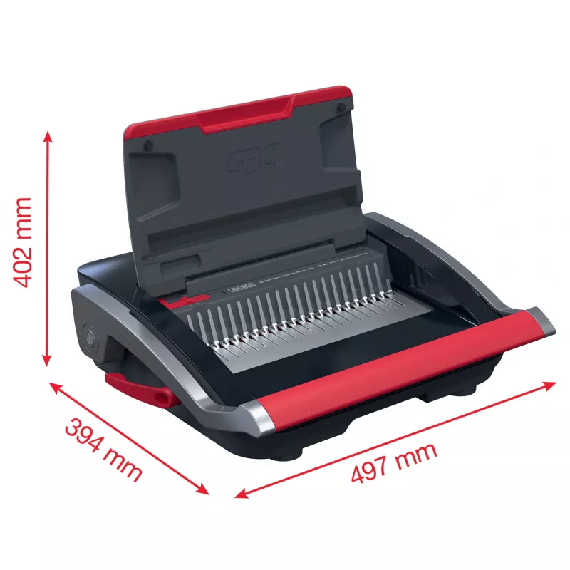 GBC CombBind® CB25 Manual Binding Machine, Comb binding machine, Manual, 390 sheets, Black, Red