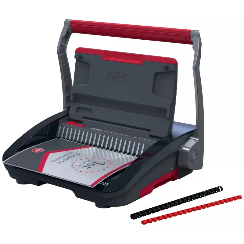 GBC CombBind® CB25 Manual Binding Machine, Comb binding machine, Manual, 390 sheets, Black, Red