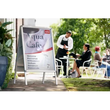 Nobo Essence A1 A-Frame Pavement Sign, Portable bulletin board, Silver, Aluminium, PVC, Steel, A1, 605 mm, 1095 mm