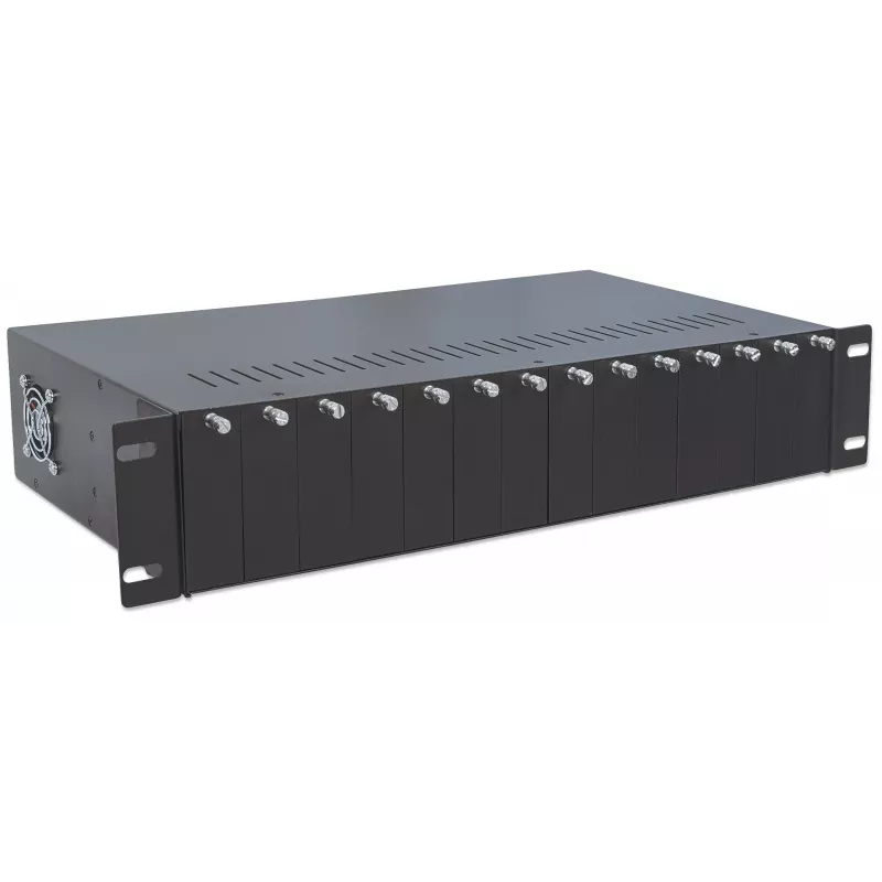 Intellinet 14-Slot Media Converter Chassis, Includes redundant power supply, 19 inch rackmountable, 2U