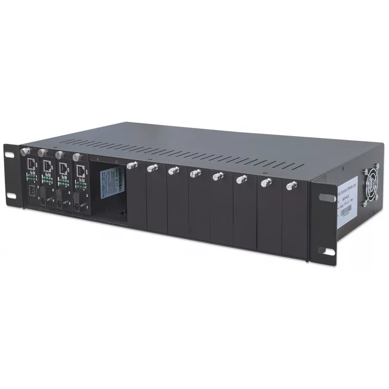Intellinet 14-Slot Media Converter Chassis, Includes redundant power supply, 19 inch rackmountable, 2U