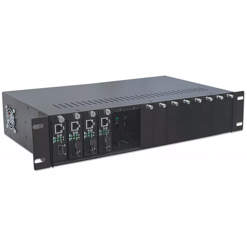 Intellinet 14-Slot Media Converter Chassis, Includes redundant power supply, 19 inch rackmountable, 2U