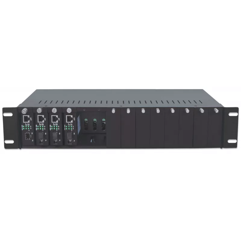 Intellinet 14-Slot Media Converter Chassis, Includes redundant power supply, 19 inch rackmountable, 2U
