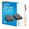 Manhattan 1080p HDMI KVM over IP Extender Kit, Extends 1080p@60Hz signal up to 120m with a single Cat6 Ethernet Cable or an IP-enabled network, Transmitter and Receiver, USB-A ports for PC/Mouse/Keyboard, Black, Three Year Warranty