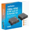 Manhattan 1080p HDMI KVM over IP Extender Kit, Extends 1080p@60Hz signal up to 120m with a single Cat6 Ethernet Cable or an IP-enabled network, Transmitter and Receiver, USB-A ports for PC/Mouse/Keyboard, Black, Three Year Warranty