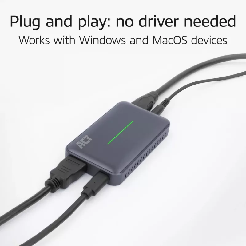 ACT USB-C Video Capture Card, HDMI 4K@60Hz passthrough, 4K@30Hz capture
