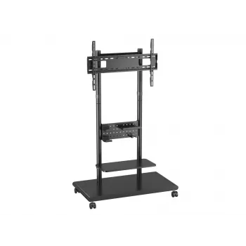 Mobile TV Trolley EQUIP 50 inch–90 inch with Pegboard Shelf, VESA 200x200–600x400, 60 kg, black