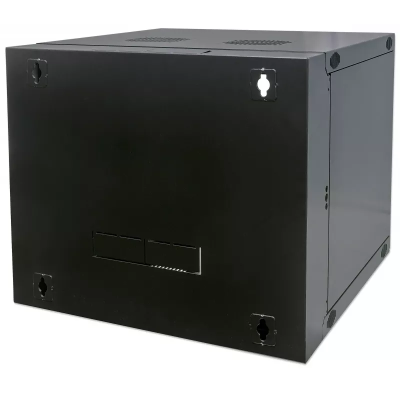 Intellinet 19 inch Network Cabinet - Wall Mount (Double Section Hinged Swing Out), 15U, 600mm Deep, Black, Flatpack, Max 30kg, Swings out for access to back of cabinet when installed on wall, Rack, Usable Depth 385mm, Parts for wall installation not included