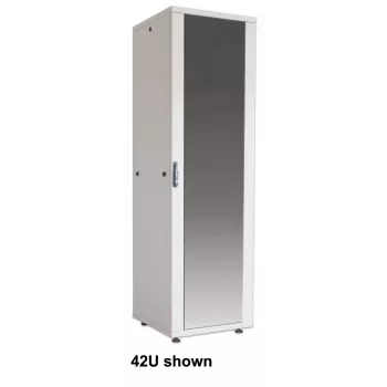 Intellinet 19 inch Network Cabinet - Free Standing (Basic), 42U, 600x800mm (width x depth), Grey, Flatpack, Max 600kg, Single-Point Door Lock, One Lock Per Side Panel, Usable Depth 123 to 573mm, Rack, IP20 rated, Steel