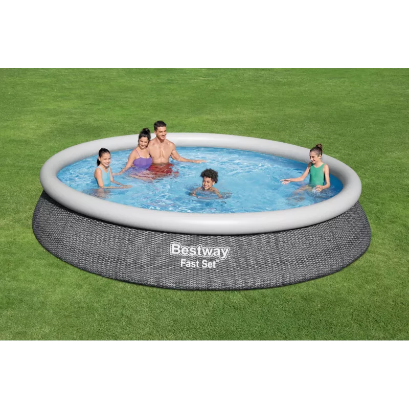 Framed pool Bestway Fast Set Round Inflatable Pool Set 4.57 m x 84 cm Capacity 9677 L