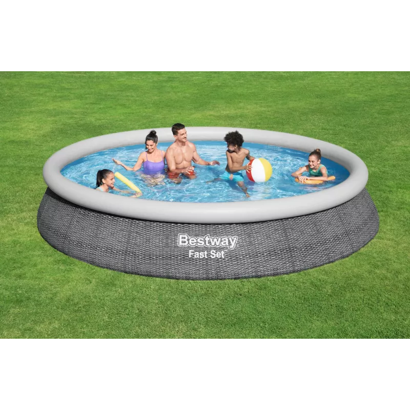 Framed pool Bestway Fast Set Round Inflatable Pool Set 4.57 m x 84 cm Capacity 9677 L