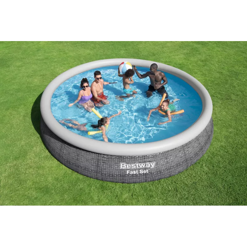 Framed pool Bestway Fast Set Round Inflatable Pool Set 4.57 m x 84 cm Capacity 9677 L