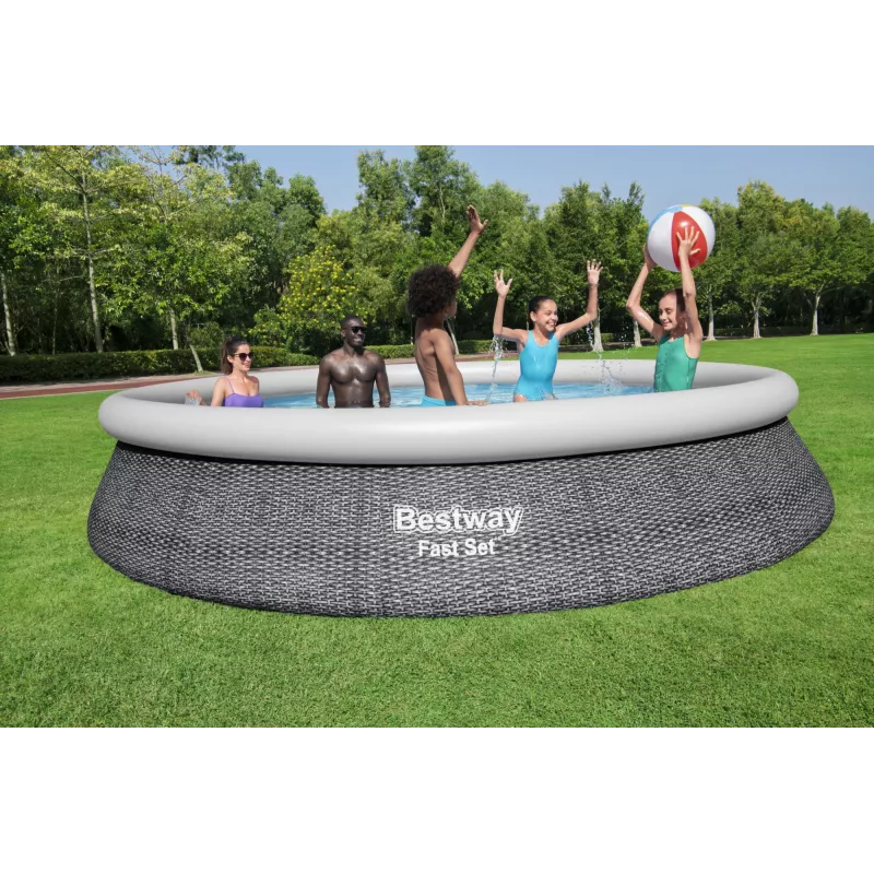 Framed pool Bestway Fast Set Round Inflatable Pool Set 4.57 m x 84 cm Capacity 9677 L