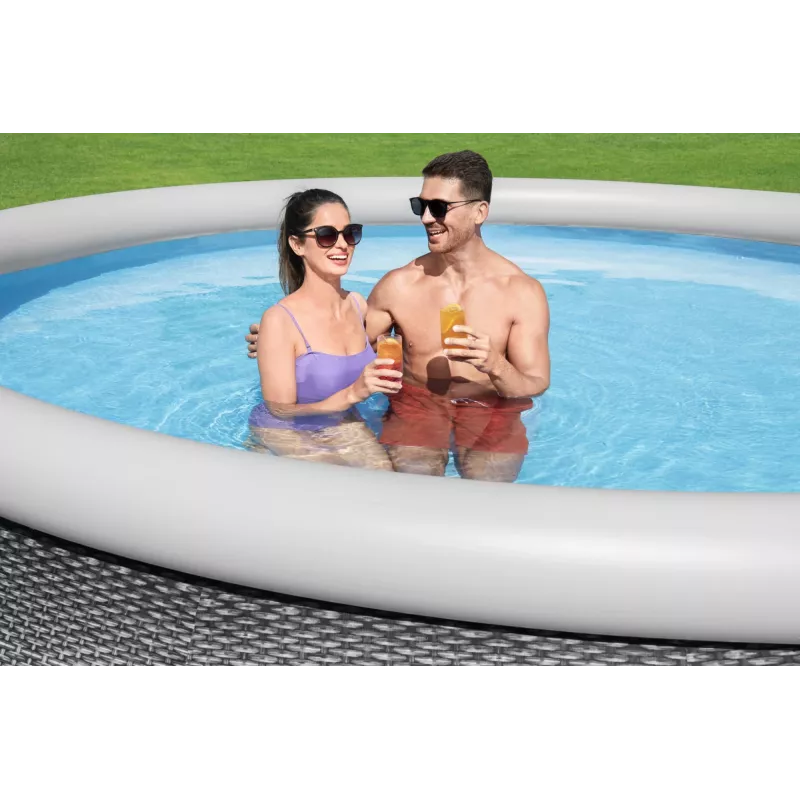 Framed pool Bestway Fast Set Round Inflatable Pool Set 4.57 m x 84 cm Capacity 9677 L