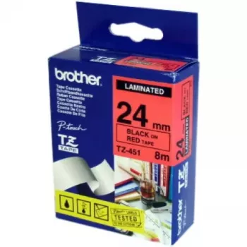 Label tape Brother TZ-451, TZ thermal transfer, 24 mm x 8 m, black on red
